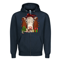 Navy Christmas Hereford Zipper Hoodie - JahusDesignShop