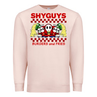 Pale Pink shy guys burger and fries Premium Sweatshirt - artisFamous
