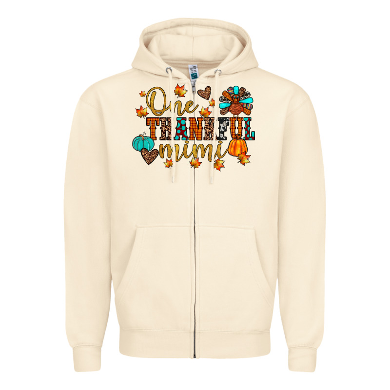 One Thankful Mimi Zipper Hoodie by JahusDesignShop | Teevron