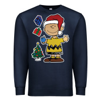 Navy charlie brown christmas gifts Premium Sweatshirt - artisFamous