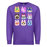 Purple animal crossing cute cats animal crossing new horizons Premium Sweatshirt - artisFamous