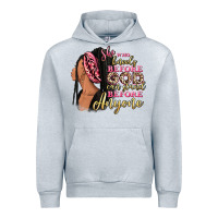 Heather Grey She who kneels before god can stand before anyone Urban Hoodie - RanaPortraitStore