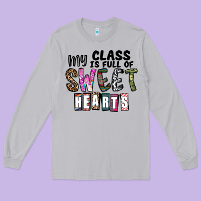 My Class ısfull Of Sweet Hearts Long Sleeve Tee Designed By Cowhidedigitalart