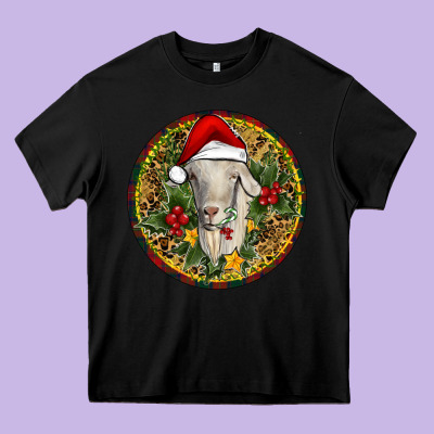 Christmas Goat Heavy Core Tee Designed By Ranaportraitstore