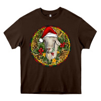 Chocolate Brown Christmas Goat Heavy Core Tee - RanaPortraitStore