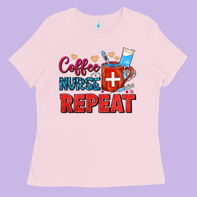 Coffee Nurse Repeat Ladies Tee Designed By Fadigitalartstudio