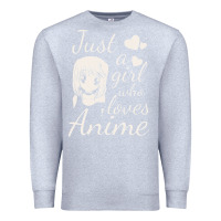Heather Grey just a girl who loves anime Premium Sweatshirt - DesigneFamous