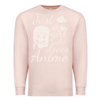 Pale Pink just a girl who loves anime Premium Sweatshirt - DesigneFamous