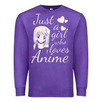 Purple just a girl who loves anime Premium Sweatshirt - DesigneFamous