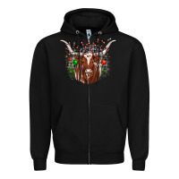 Black christmas  texas longhorn Zipper Hoodie - JahusDesignShop