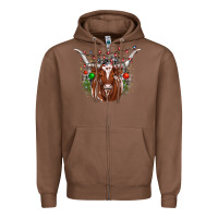 Chestnut christmas  texas longhorn Zipper Hoodie - JahusDesignShop