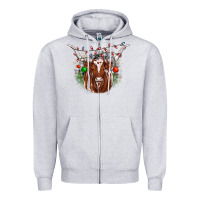Heather Grey christmas  texas longhorn Zipper Hoodie - JahusDesignShop