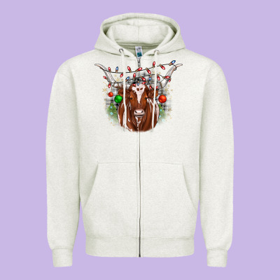 Christmas  Texas Longhorn Zipper Hoodie Designed By Jahusdesignshop