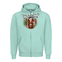 Seafoam christmas  texas longhorn Zipper Hoodie - JahusDesignShop