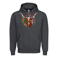 Smoke christmas  texas longhorn Zipper Hoodie - JahusDesignShop