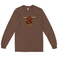 Chestnut texas longhorn illustration Long Sleeve Tee - CowhideDigitalArt