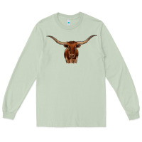 Matcha texas longhorn illustration Long Sleeve Tee - CowhideDigitalArt