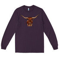 Plum texas longhorn illustration Long Sleeve Tee - CowhideDigitalArt