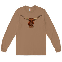 Toasted Coconut texas longhorn illustration Long Sleeve Tee - CowhideDigitalArt