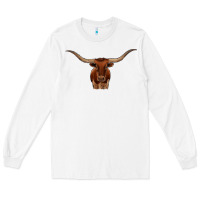 White texas longhorn illustration Long Sleeve Tee - CowhideDigitalArt