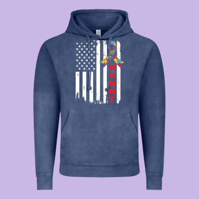 Lil Autism Mom Vintage Hoodie Designed By Cowhidedigitalart