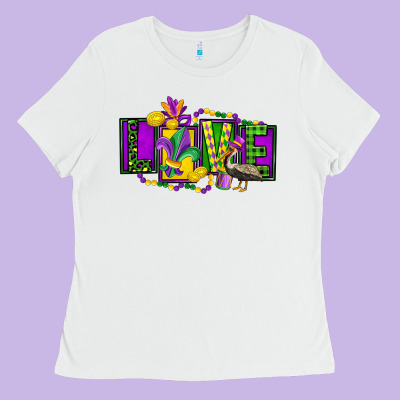 Mardi Gras Love Ladies Tee Designed By Fadigitalartstudio
