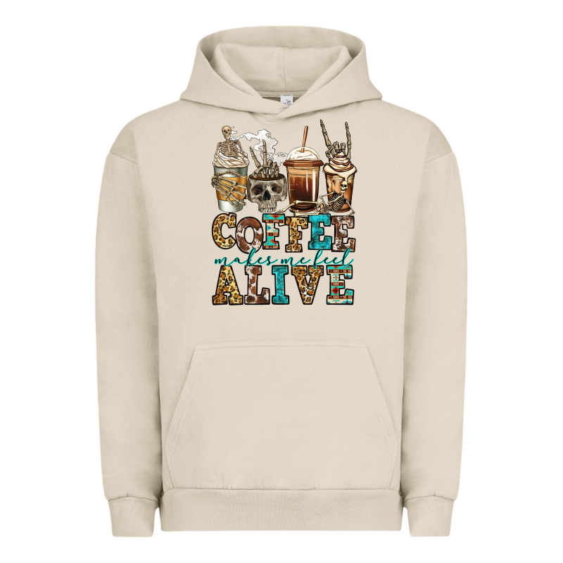 Coffee Makes Me Feel Alive Skeleton Coffee Cups Urban Hoodie by Jasminsmagicworld | Teevron