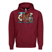 Burgundy Christmas cna certified nursing assistant Zipper Hoodie - JahusDesignShop