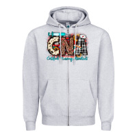 Heather Grey Christmas cna certified nursing assistant Zipper Hoodie - JahusDesignShop