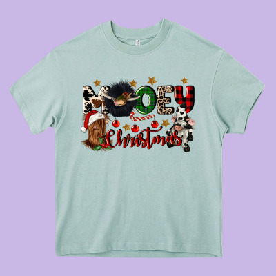 Mooey Christmas Heavy Core Tee Designed By Cowgirlartshop