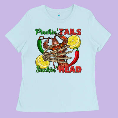 Pinchin' Tails Suckin' Head Crawfish Ladies Tee Designed By Fadigitalartstudio