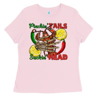 Bubblegum Pink Pinchin' tails suckin' head crawfish Ladies Tee - FaDigitalArtStudio