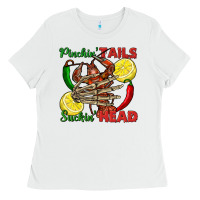 White Pinchin' tails suckin' head crawfish Ladies Tee - FaDigitalArtStudio