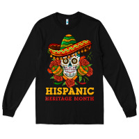 Black sombrero skull heritage Long Sleeve Tee - BundleAndBundleShop