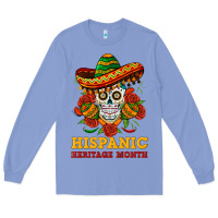 Colony Blue sombrero skull heritage Long Sleeve Tee - BundleAndBundleShop