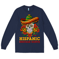 Navy sombrero skull heritage Long Sleeve Tee - BundleAndBundleShop