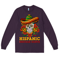 Plum sombrero skull heritage Long Sleeve Tee - BundleAndBundleShop