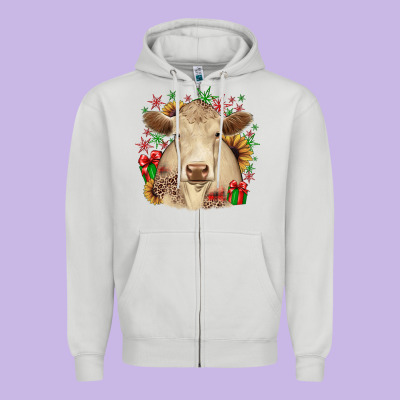 Christmas Charolais Zipper Hoodie Designed By Jahusdesignshop