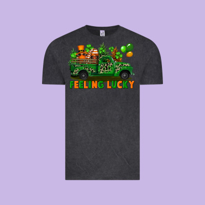 Feeling Lucky With Gnomes On Truck Vintage Tee Designed By Fadigitalartstudio