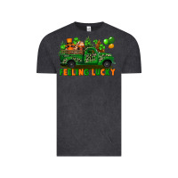 Vintage Black feeling lucky with gnomes on truck Vintage Tee - FaDigitalArtStudio