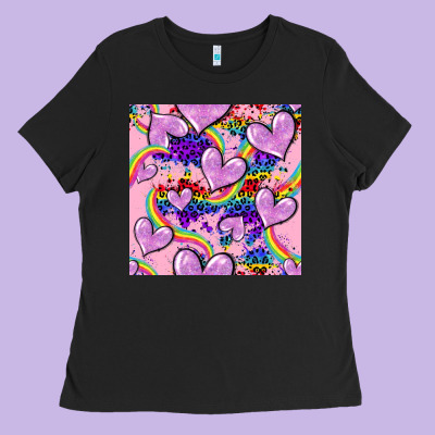 Pride Heart Seamless Pattern Ladies Tee Designed By Fadigitalartstudio