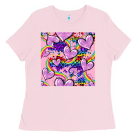 Bubblegum Pink pride heart seamless pattern Ladies Tee - FaDigitalArtStudio