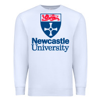 White Newcastle College Premium Sweatshirt - DesigneFamous