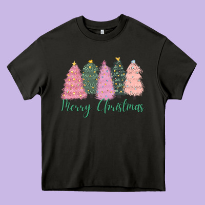 Merry Christmas Trees Heavy Core Tee Designed By Cowgirlartshop