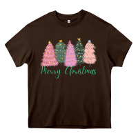 Chocolate Brown merry christmas trees Heavy Core Tee - CowGirlArtShop