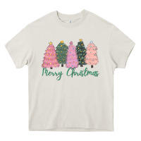 Cream merry christmas trees Heavy Core Tee - CowGirlArtShop