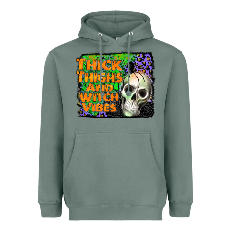 Thick Thighs And Witch Vibes Heavyweight Hoodie by JahusDesignShop | Teevron