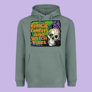 Thick Thighs And Witch Vibes Heavyweight Hoodie Designed By Jahusdesignshop
