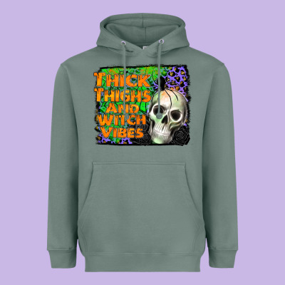 Thick Thighs And Witch Vibes Heavyweight Hoodie Designed By Jahusdesignshop