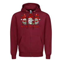 Burgundy merry christmas gnome with christmas lights Zipper Hoodie - JahusDesignShop